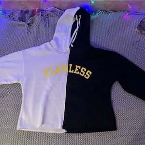 Split Black and Whit Flawless Cropped Sweatshirt
